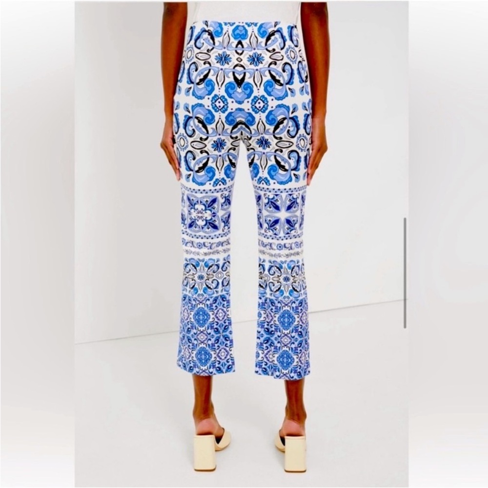 Tuckernuck Majolica Tile blue and white  cropped ankle pants size Small NWOT